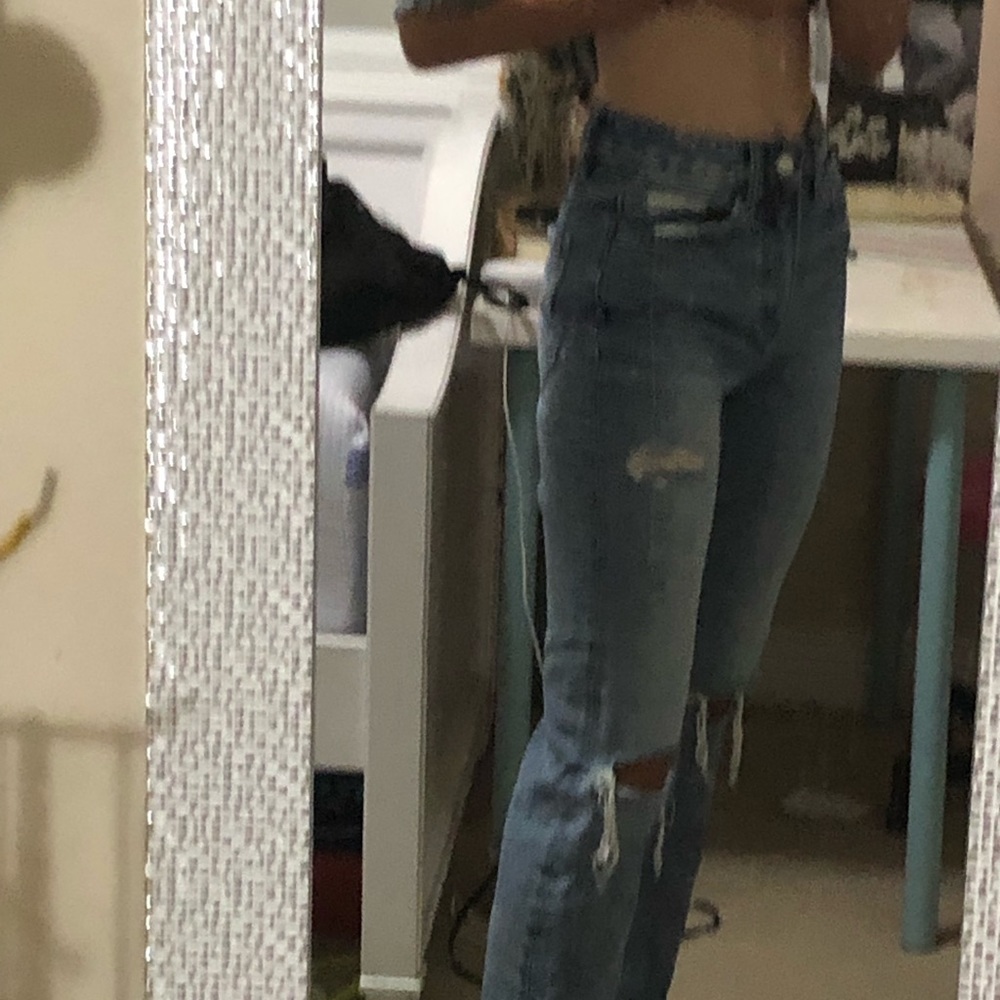 VERVET blue straight ripped jeans